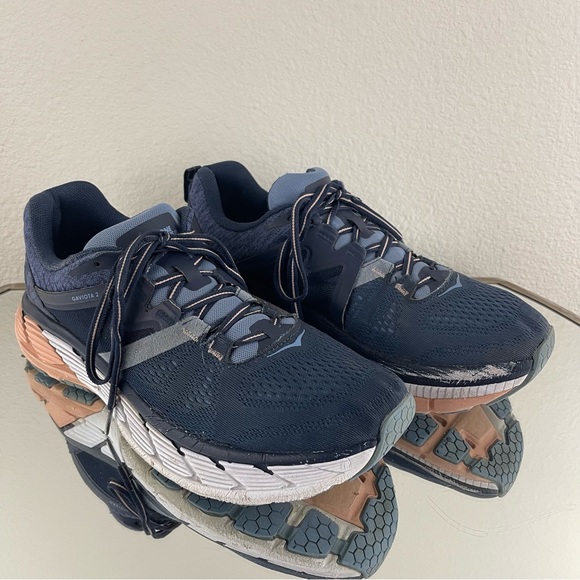 !SOLD! HOKA One One Mood Indigo Blue Dusty Pink Gaviota 2 Running Sneaker Shoes - Picture 3 of 13